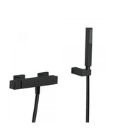 Grifo de ducha monomando para empotrar en pared de latón con acabado negro mate Cuadro TRES