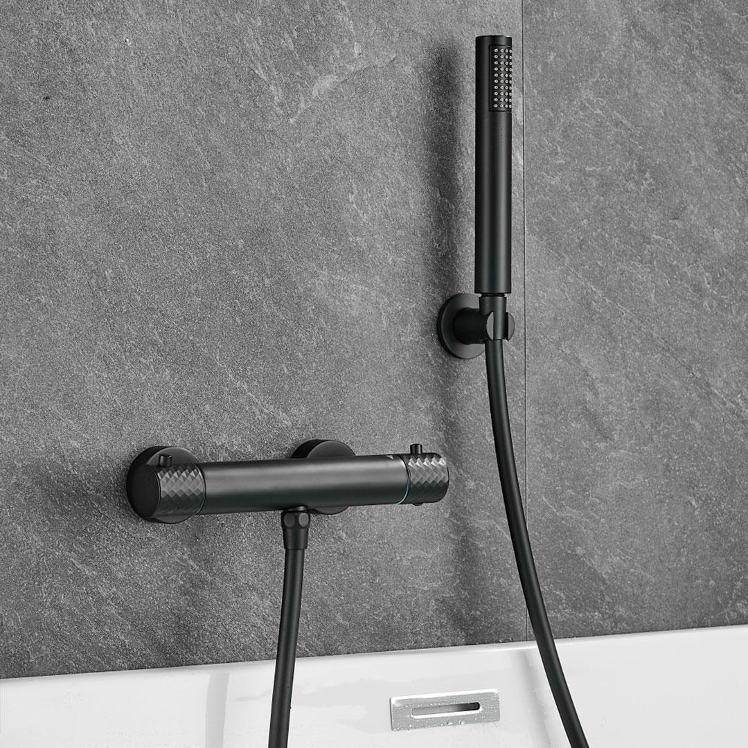 Grifo de ducha termostático negro mate con maneta luxury Birim de Valaz 2