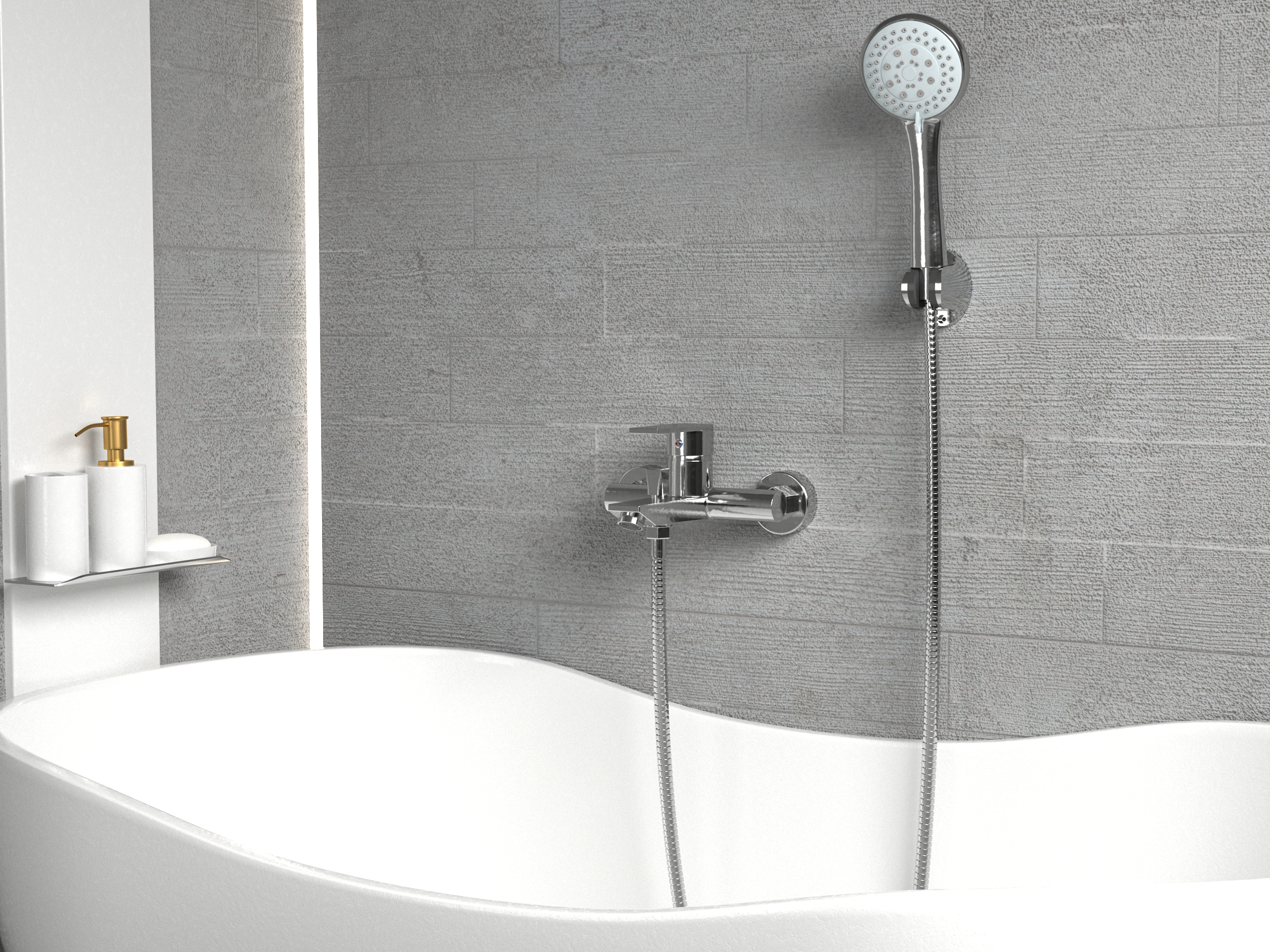 Grifo de ducha y bañera monomando cromado con diseño elegante Magro de Valaz 3