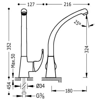 Grifo de fregadero de cocina Basic TRES 1