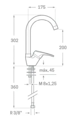 Grifo de fregadero de latón con acabado cromado Basic Källa 1