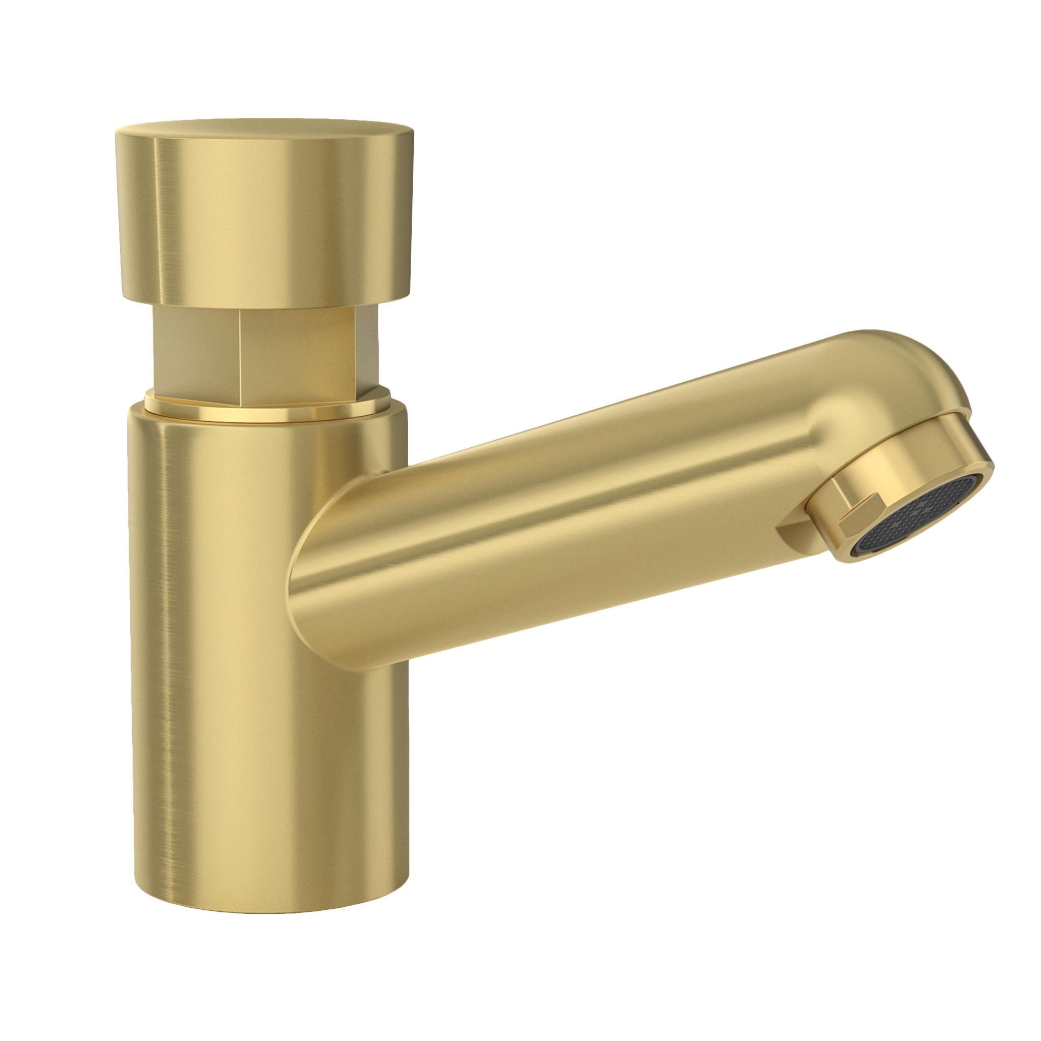 Grifo de lavabo bajo con pulsador temporizador oro mate protección PVD Navia de Valaz 2