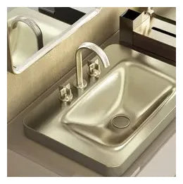 Grifo de lavabo bimando con caño giratorio en acabado color greige de Baia Armani Roca 1