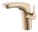 Grifo de lavabo con cartucho cerámico, diseño liso y acabado oro rosa Insignia Roca