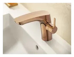 Grifo de lavabo con cartucho cerámico, diseño liso y acabado oro rosa Insignia Roca 1