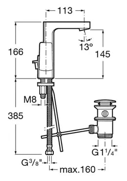 Grifo de lavabo con monomando integrado y maneta lateral con acabado cromado L90 Roca 3