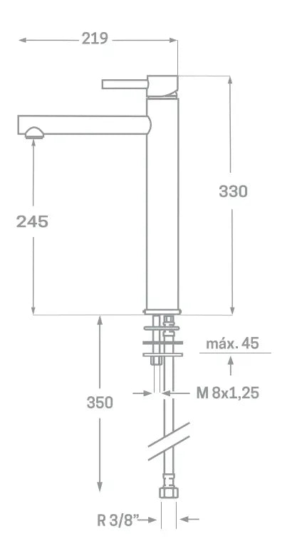 Grifo de lavabo con monomando para baño de 4,5 cm en latón con acabado cromado Arena Källa 1