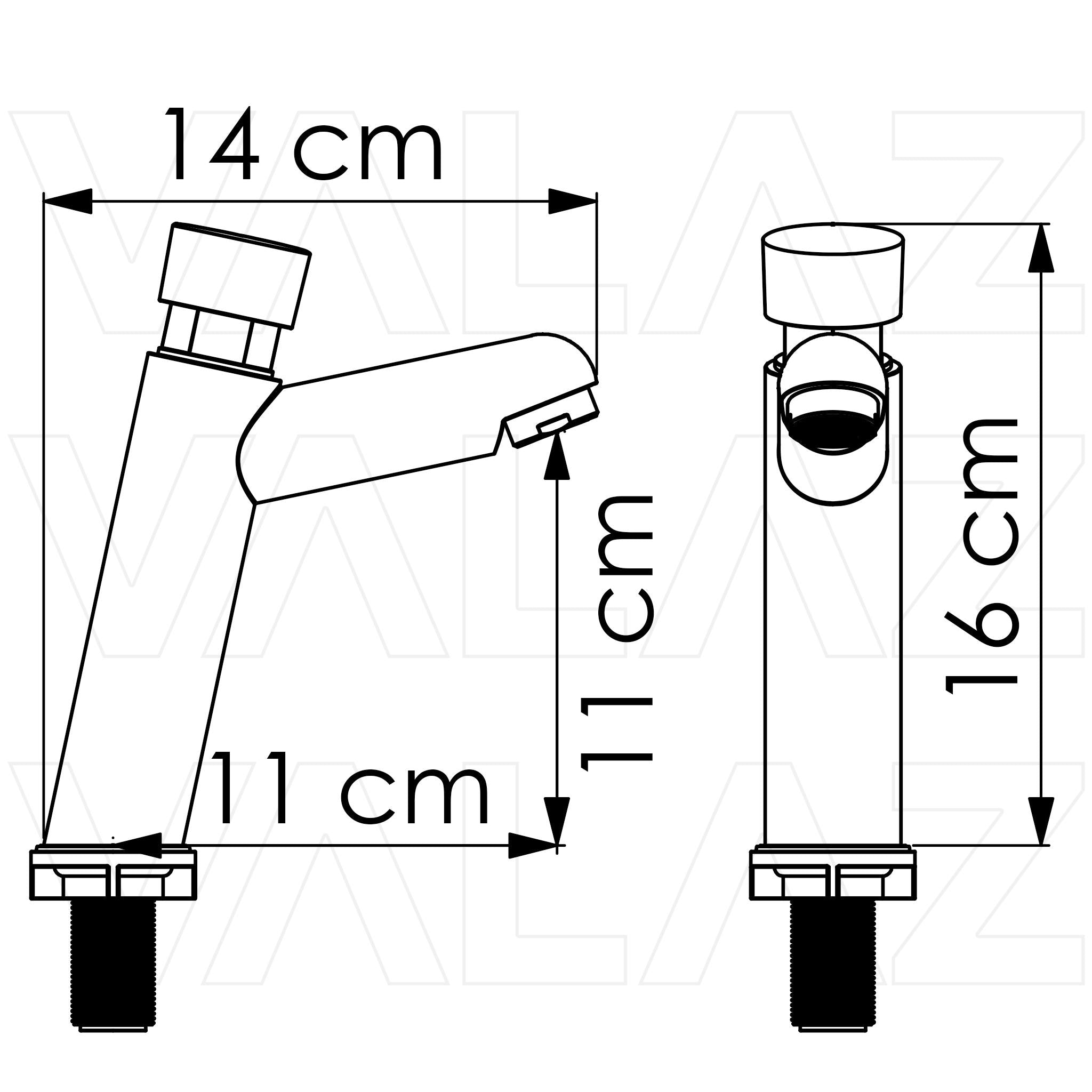 Grifo de lavabo con pulsador temporizador negro mate Navia de Valaz 1