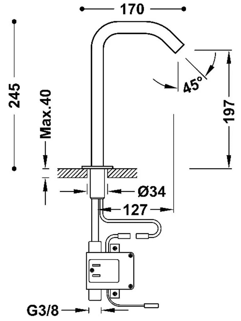Grifo de lavabo con sensor electrónico acabado en cromo Tres 1