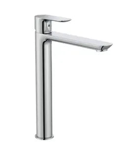 Grifo de lavabo de caño alto con cuerpo liso y acabado cromado monocomando Cala Roca 0