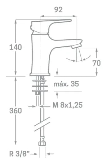 Grifo de lavabo de latón con acabado cromado Sinua Källa 1