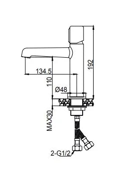 Grifo de lavabo de latón con acabado cromado sobre encimera Tivoli Kassandra 1