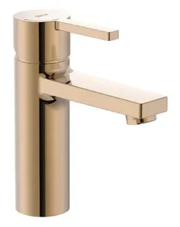Grifo de lavabo de latón con acabado oro rosado monomando Naia Roca 0