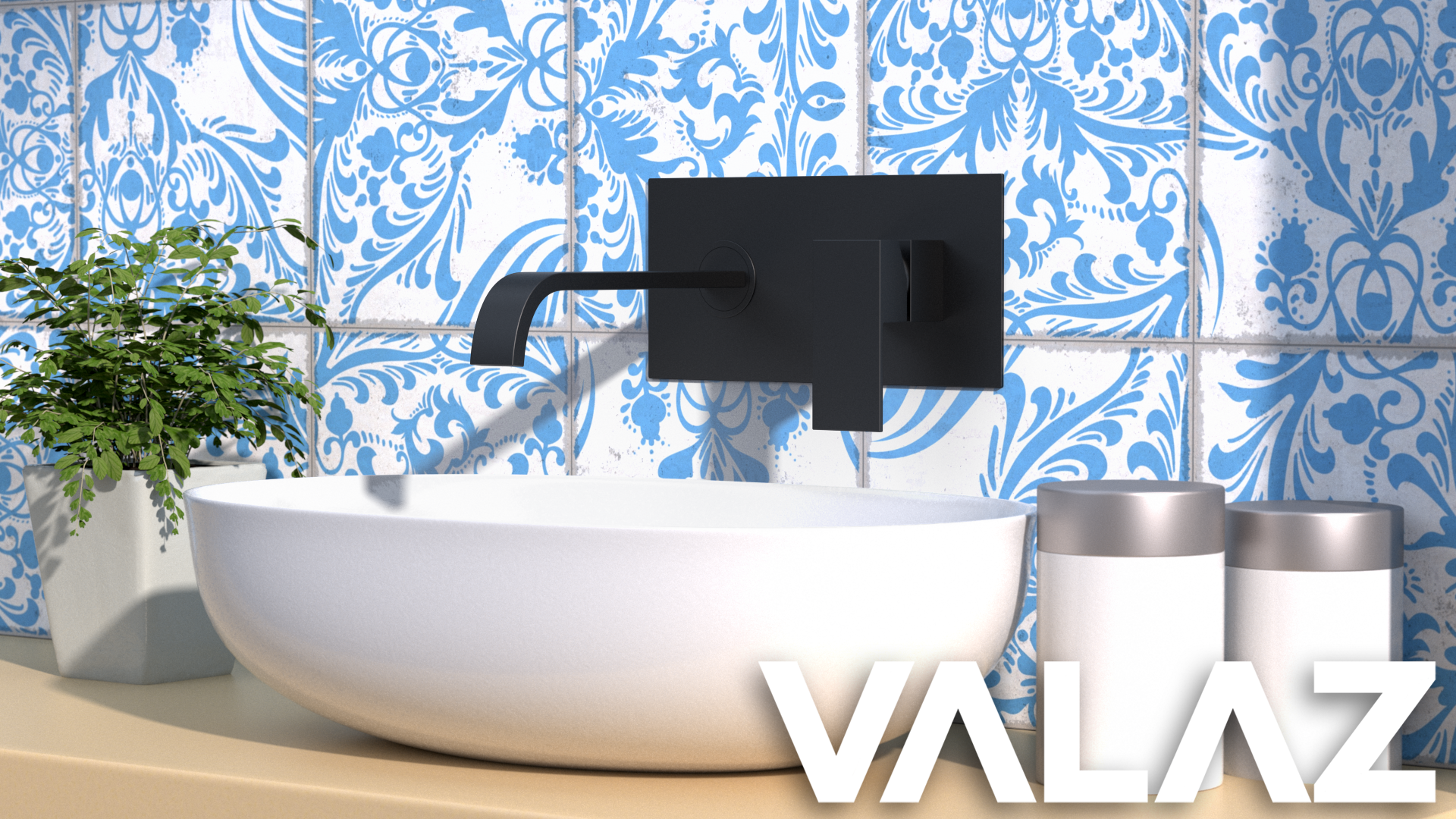 Grifo de lavabo empotrado cuadrado caño curvo negro mate 21 cm Niagara de Valaz 6