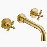 Grifo de lavabo empotrado bimando con caño de 21 cm en oro mate Nalon de Valaz