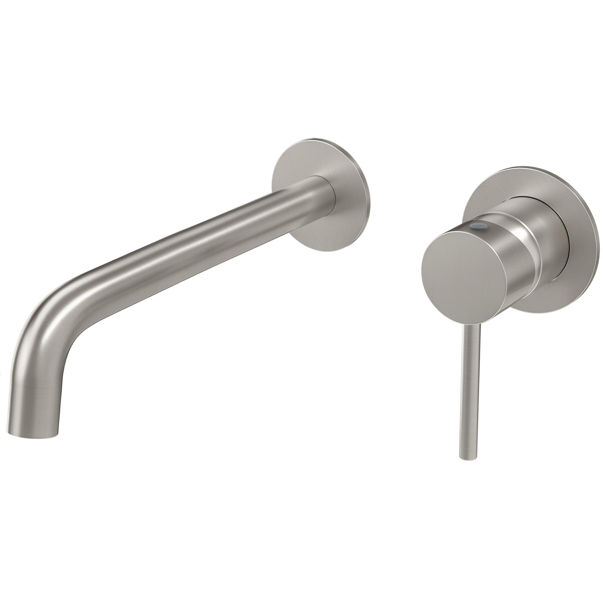 grifo de lavabo empotrado redondo monomando acero cepillado caño fino 26 cm fijo Deva de Valaz 0