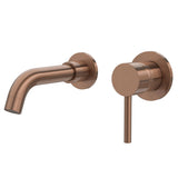 Torneira de lavatório embutida redonda monocomando bico 15 cm ouro rosa escovado Guadiana da Valaz