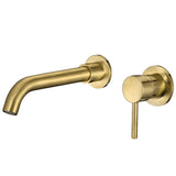 Grifo de lavabo empotrado monomando con caño de 21 cm en oro mate Guadiana de Valaz