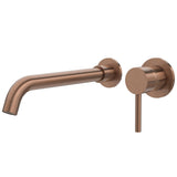 Torneira de lavatório embutida redonda monocomando com bico de 26 cm ouro rosa escovado Guadiana da Valaz