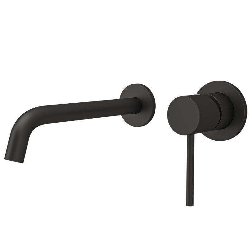 Grifo de lavabo empotrado redondo monomando negro mate con caño 21 cm Cenia de Valaz 0