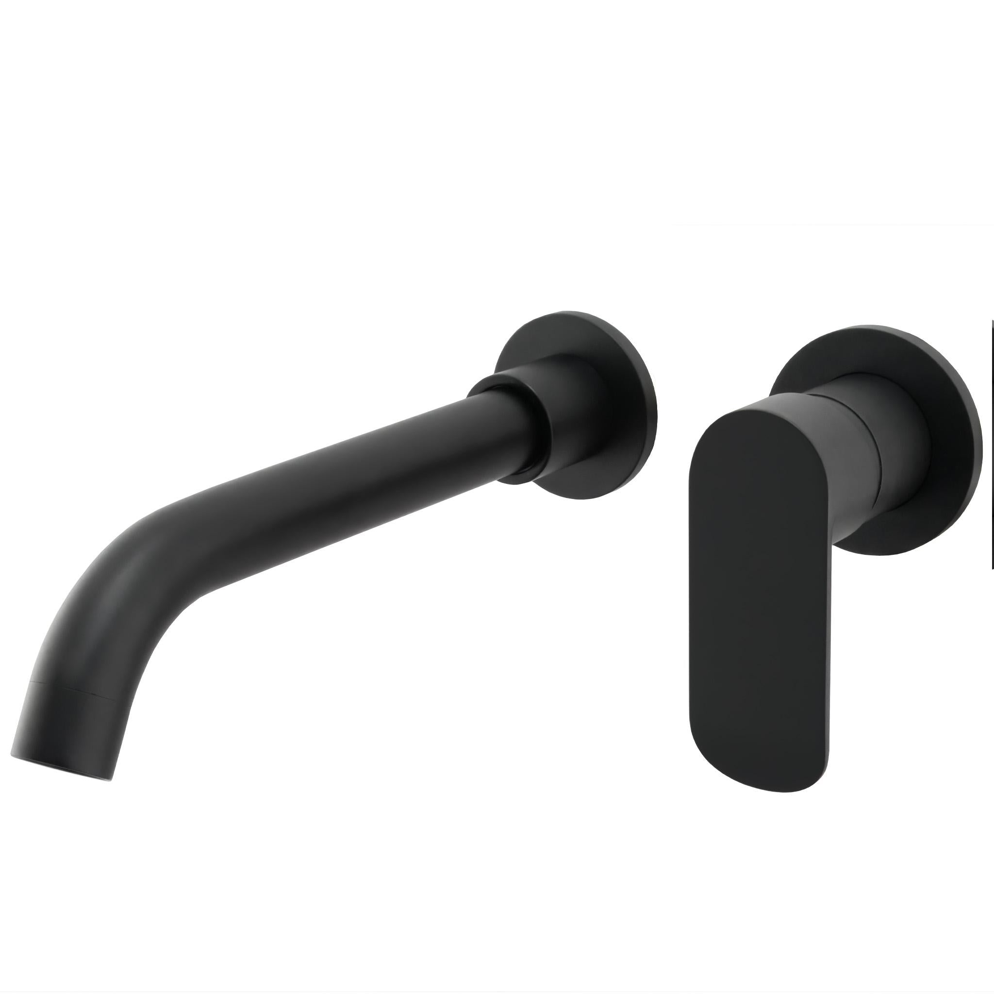 grifo de lavabo empotrado redondo monomando negro mate con caño 21 cm Tuejar de Valaz 0