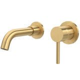 Grifo de lavabo empotrado monomando con caño de 15 cm en oro mate Guadiana de Valaz
