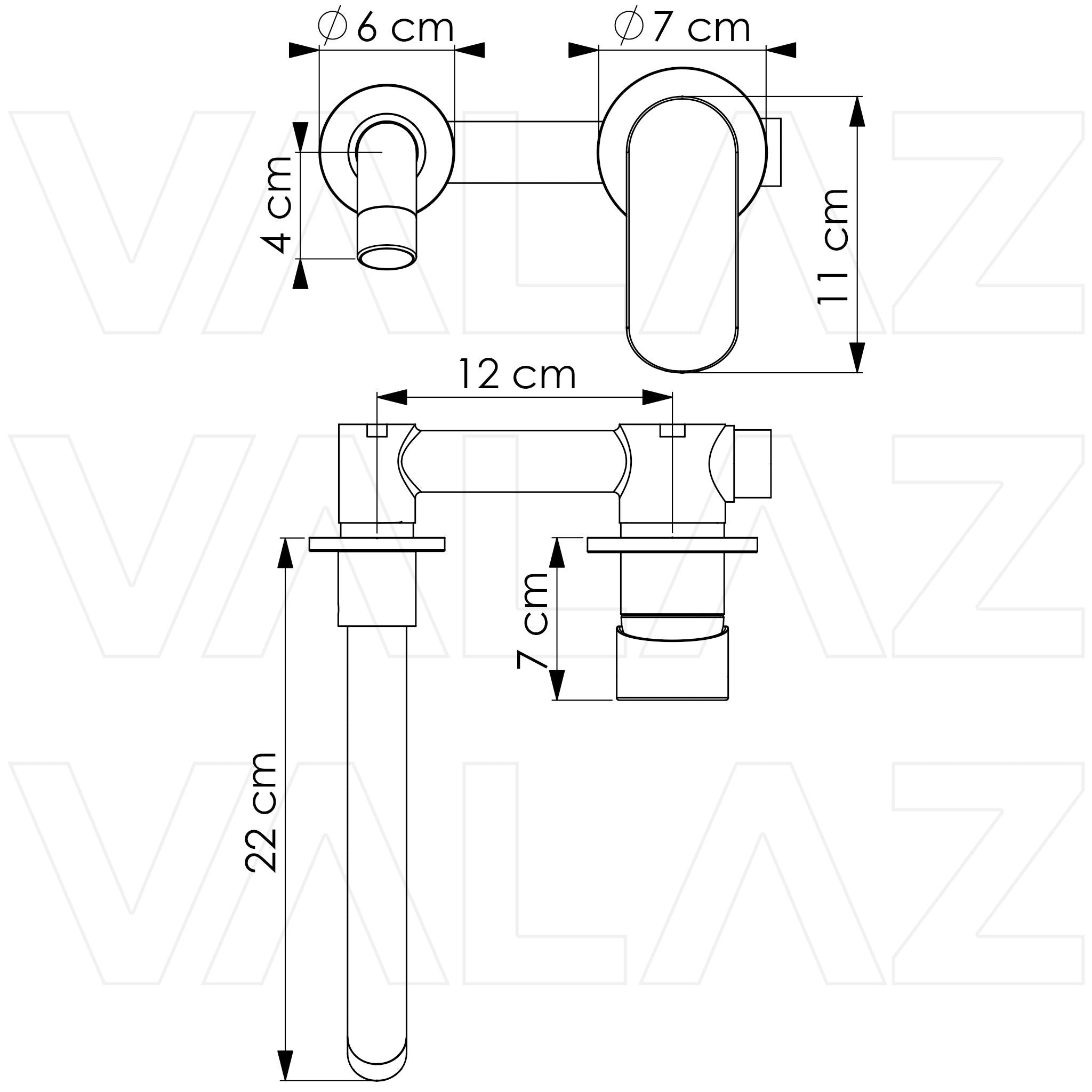 Grifo de lavabo empotrado redondo monomando oro mate con proteccion PVD caño 21 cm Tuejar de Valaz 1