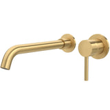 Robinet de lavabo encastré rond mitigeur à une poignée doré mat avec protection PVD bec de 26 cm Guadiana de Valaz