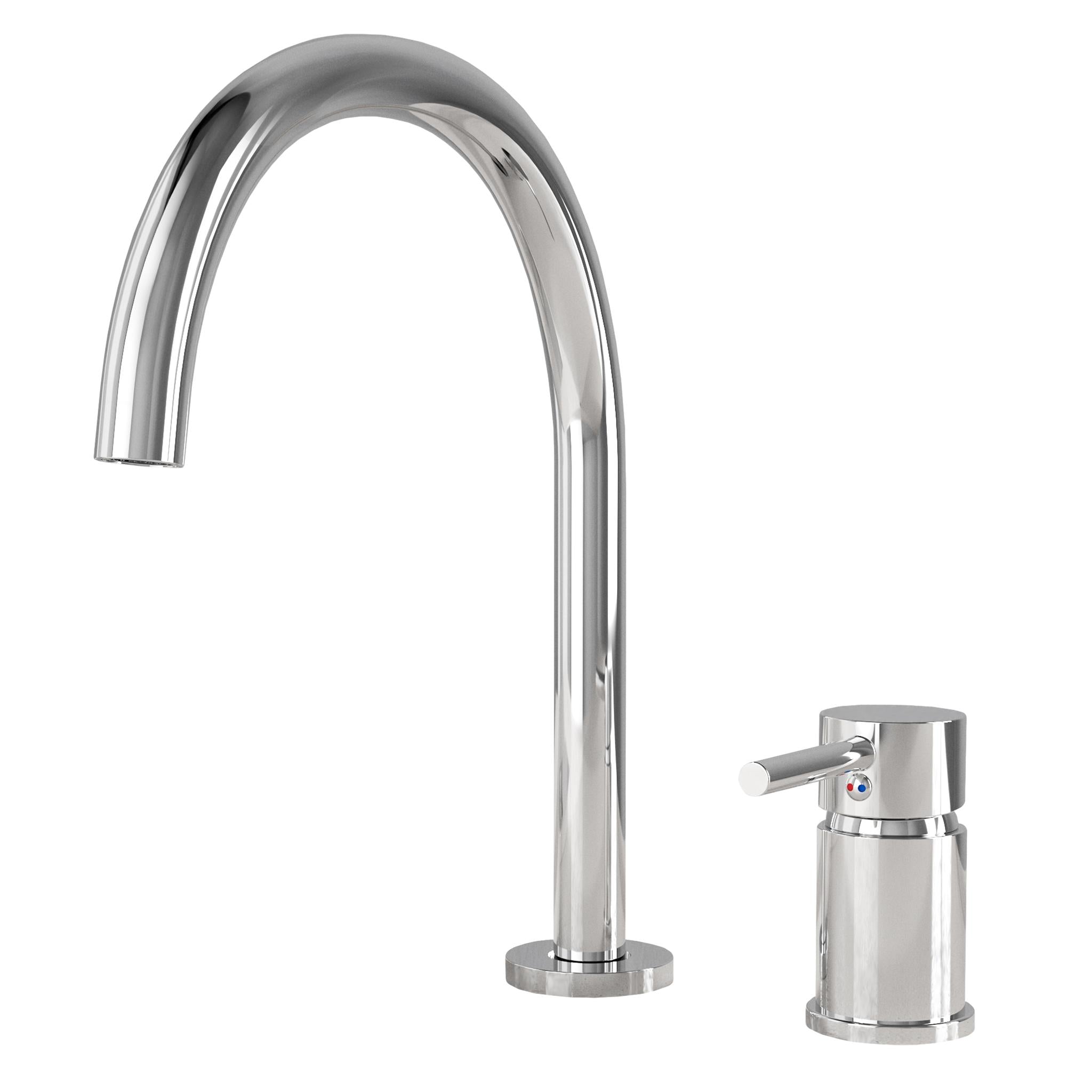 Grifo de lavabo encastrado monomando cuello cisne cromado Aragón de Valaz 0