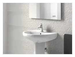 Grifo de lavabo fabricado en latón con acabado cromado y desagüe automático Monodin-N Roca 1