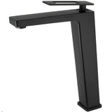 Grifo de lavabo alto para pica monomando cuadrado con maneta hueca en negro mate Cabrera de Valaz