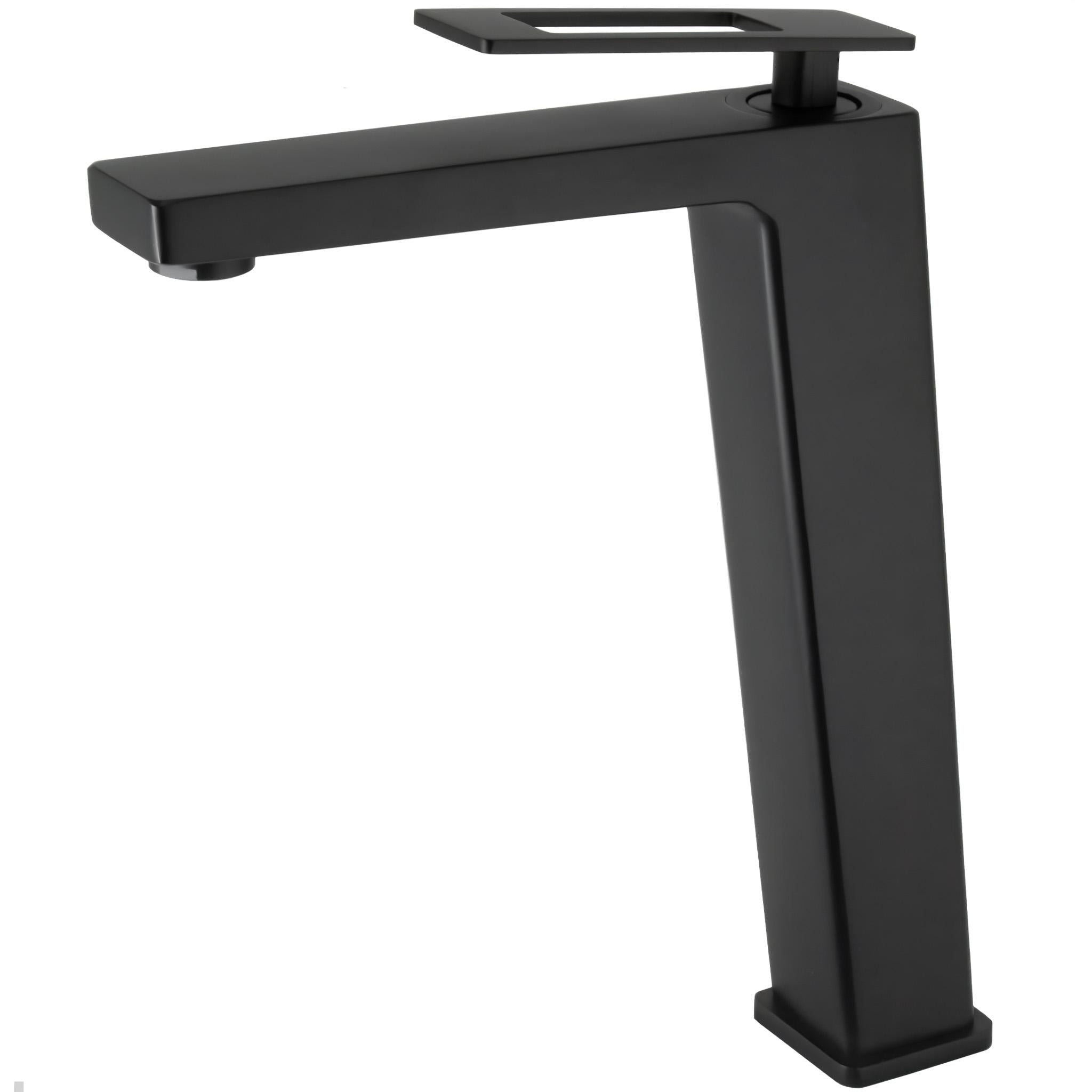 Grifo de lavabo monomando alto para pica cuadrado negro mate con maneta hueca Cabrera de Valaz 0