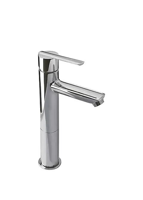 Grifo de lavabo monomando con aireador y caño en latón con acabado cromado Lex Tres 0