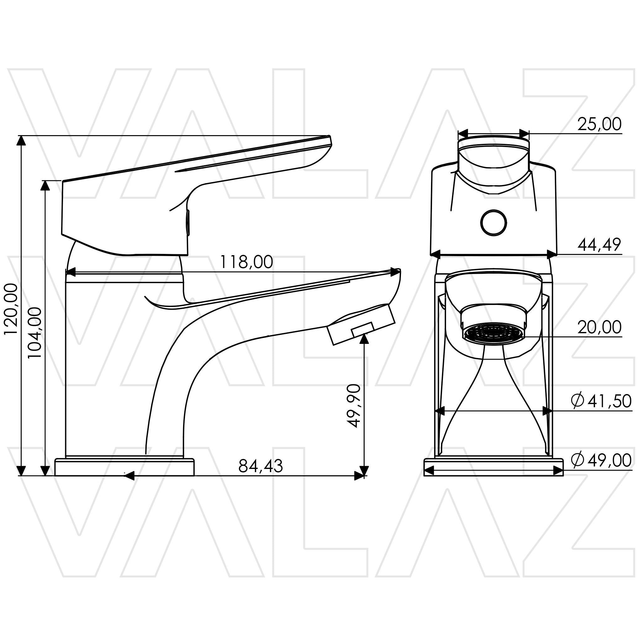 Grifo de lavabo monomando cromado Tera de Valaz 1