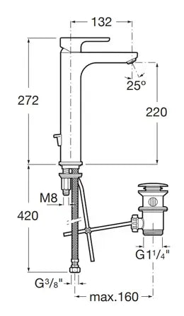 Grifo de lavabo monomando de repisa con desagüe automático en acabado cromado Roca 1