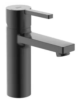 Grifo de lavabo monomando en diseño corto con acabado negro titanio cepillado Naia Roca 0