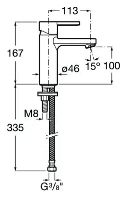 Grifo de lavabo monomando en diseño corto con acabado negro titanio cepillado Naia Roca 2