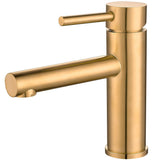 Grifo de lavabo monomando redondo con caño recto en oro mate Palancia de Valaz