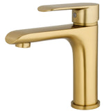 Grifo de lavabo monomando redondo en oro mate cepillado Turia de Valaz