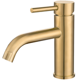 Grifo de lavabo monomando redondo en oro mate Jabalón de Valaz