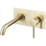 Grifo de lavabo empotrado monomando redondo con caño de 21 cm en oro mate Jucar de Valaz