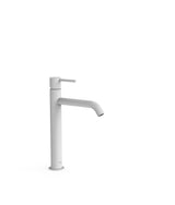 Grifo de repisa para lavabo con acabado blanco mate monomando alto Study Tres