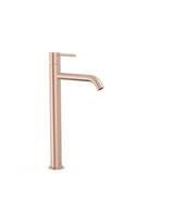 Grifo de repisa para lavabo con monomando alto y acabado oro rosa mate Study Tres