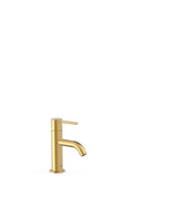 Grifo de repisa para lavabo monomando con latiguillos flexibles y acabado oro mate Study Tres