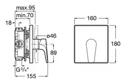 Grifo empotrable para baño y ducha fabricado en latón con acabado cromado Atlas Roca 2