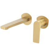 concealed bathroom sink faucet single handle round matte gold 20 cm spout Vaca by Valaz