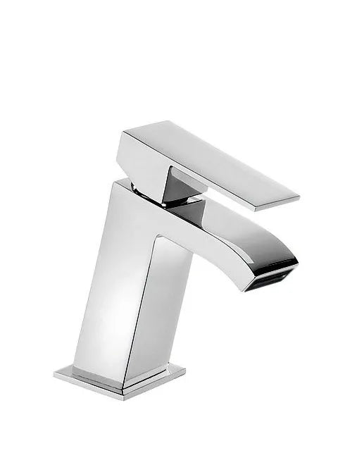 Grifo inclinado monomando para lavabo con cuerpo de latón y acabado cromado Cuadro TRES 0