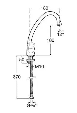 Grifo mezclador con bimando para cocina instalación sobre repisa acabado cromado Brava Roca 1
