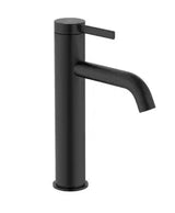 Grifo monocomando caño mezzo de lavabo de latón con acabado negro mate Ona Roca