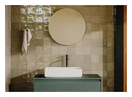 Grifo monocomando de lavabo con caño alto de diseño en acabado oro rosa Ona Roca 1